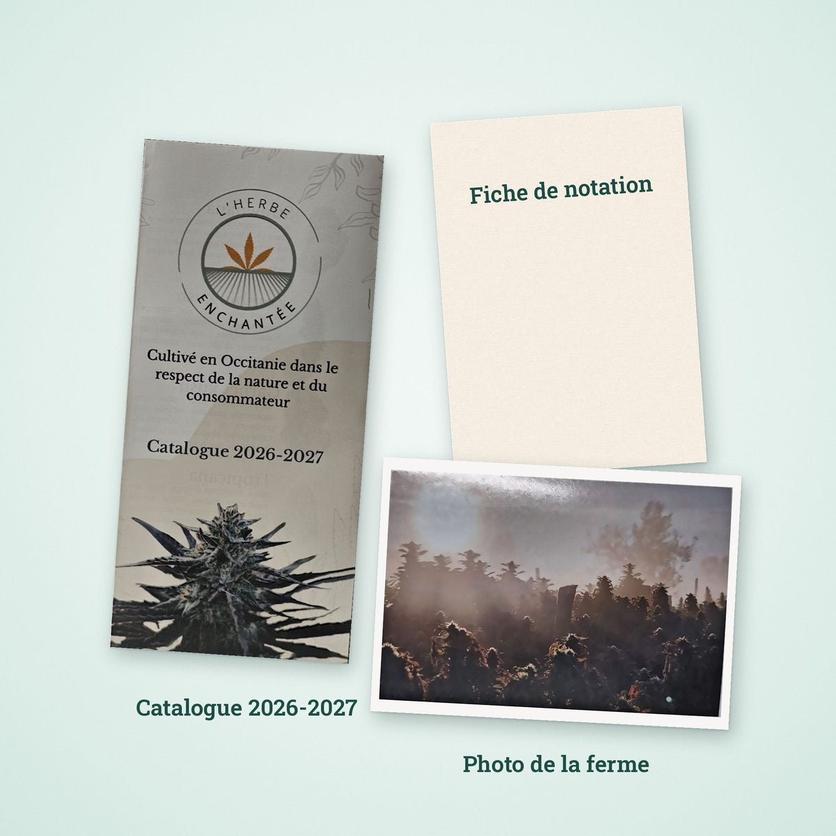 Fiche de notation, catalogue 2026-2027 et photo de la ferme